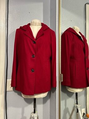 croft & barrow Deep Red Hooded Pea Coat